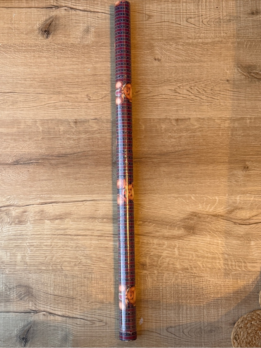 Vintage Gift Wrap, Teddy Bear Plaid Wrapping Paper Roll, Nostalgic Christmas